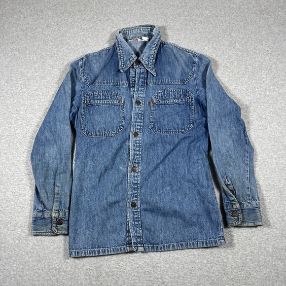 Levi's Other - Vintage Levis Shirt Mens Small Blue Denim Western Orange Tab 70s Button Up Read